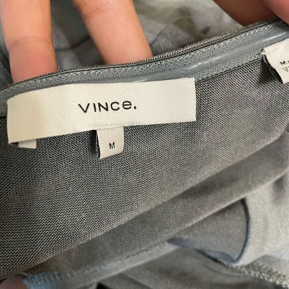 Vince Gray V Neck Maxi Sweater Dress Classic Short Sleeve Size Medium Knitted - Picture 8 of 11